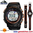 已完售,CASIO PRG-200G-4DR(公司貨,保固1年):::超薄PRO TREK太陽能專業登山錶<雙錶帶限定款>,免運費,刷卡不加價或3期零利率