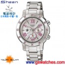 缺貨,CASIO SHN-7504D-7ADR(公司貨,保固1年):::太陽能電波時計Sheen電波時計<日本兩局+中國一局>,免運費,刷卡不加價或3期零利率