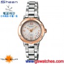 已完售,CASIO SHW-1502GD-7ADR(公司貨,保固1年):::太陽能電波時計Sheen電波時計<日本兩局+中國一局>,桂綸鎂簽名限量款