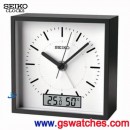 已完售,SEIKO QHE089K(公司貨,保固1年):::SEIKO 指針型鬧鐘,滑動式秒針,數位溫濕度,刷卡不加價,QHE-089K