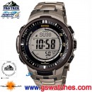 客訂商品,CASIO PRW-3000T-7DR(公司貨,保固1年):::PRO TREK太陽能電波時計專業登山錶<6局電波接收>,鈦合金錶帶,免運費,刷卡或3期零利率,PRW3000T