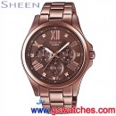 缺貨,CASIO SHE-3806BR-5AUDR(公司貨,保固1年):::Sheen Cruise Line奢華系列,日期,星期,24小時指針,刷卡不加價或3期零利率,SHE3806BR
