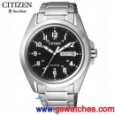 已完售,CITIZEN AW0050-58E(公司貨,保固2年):::Eco-Drive光動能,時尚男錶,星期與日期顯示,AW005058E