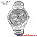 已完售,CITIZEN FD2030-51H(公司貨,保固2年):::Eco-Drive光動能時尚女錶,5顆水晶,星期,日期,24小時指針,刷卡或3期零利率,FD203051H
