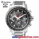 已完售,CITIZEN AT9071-58E(公司貨,保固2年):::Eco-Drive光動能 全球電波時計,H820,萬年曆,日期星期,鬧鈴,藍寶石,刷卡或3期零利率,AT907158E