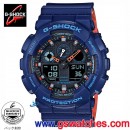 缺貨,CASIO GA-100L-2ADR(公司貨,保固1年):::G-SHOCK Standard,指針+數字雙顯系列,藍X橘紅,刷卡不加價或3期零利率,GA100L