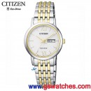 客訂商品,CITIZEN EW3254-87A(公司貨,保固2年):::日本製,Eco-Drive光動能,對錶系列(LADY'S),時尚女錶,藍寶石鏡面,星期日期顯示,刷卡或3期,EW325487A