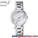 已完售,CITIZEN EM0530-81D(公司貨,保固2年):::CITIZEN L光動能系列,藍寶石鏡面,白蝶貝面板,EM053081D