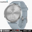 已完售,GARMIN vivomove-hr-sport-seafoam-silver運動款─流光銀-淺藍色矽膠錶帶(小/中)(公司貨,保固1年):::指針智慧腕錶,步數,卡路里,距離,心率