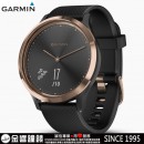 已完售,GARMIN vivomove-hr-sport-black-rose運動款-黑色玫瑰金黑(小/中)(公司貨,保固1年):::指針智慧腕錶,步數,卡路里,距離,心率,熱血時間,vív