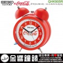 缺貨,SEIKO QHK905R(公司貨,保固1年):::SEIKO X Coca-Cola,可口可樂聯名款,指針型鈴聲,滑動式秒針,鈴聲,貪睡,燈光,刷卡,QHK-905R